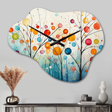 Teal Mid Century Retro Reflections - Asymmetric Metal Wall Clock